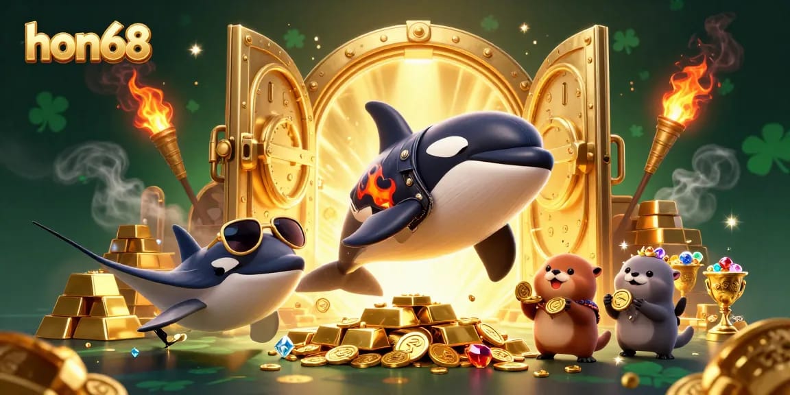 Experience exciting rewards on hon68 with a vibrant 3D casino adventure featuring dynamic characters and gold treasures!