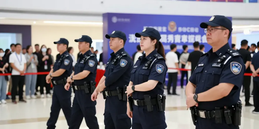 "Reliable security personnel at a community event ensuring safety and security."