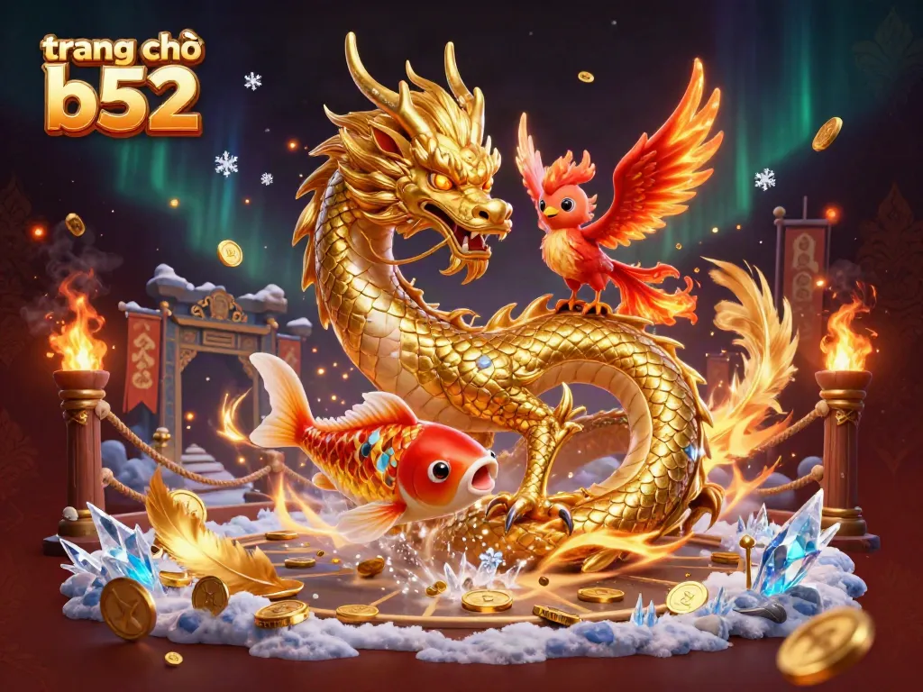 Experience the thrill of winning on trang chủ b52 with a captivating illustration of iconic characters in a vibrant casino setting.