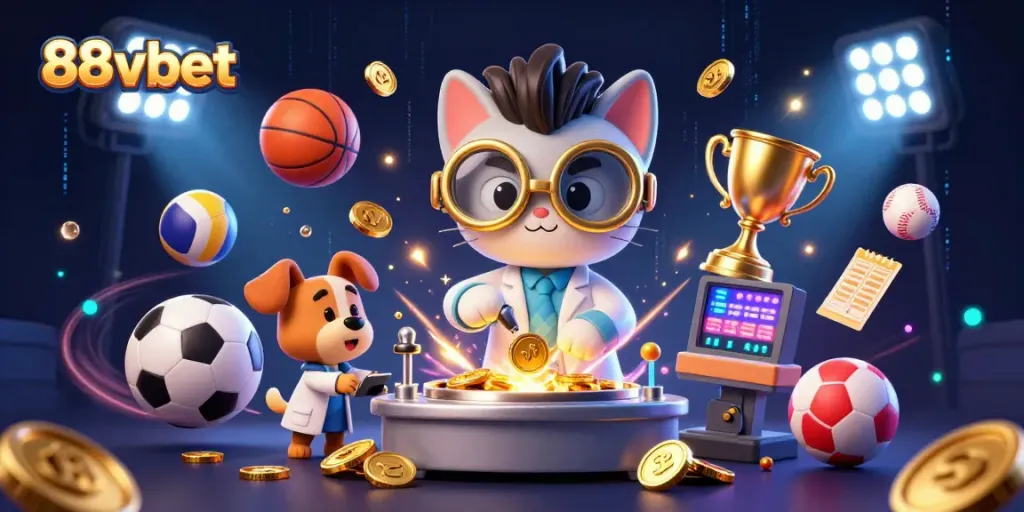 Experience winning strategies with 88vbet in this vibrant 3D casino scene.