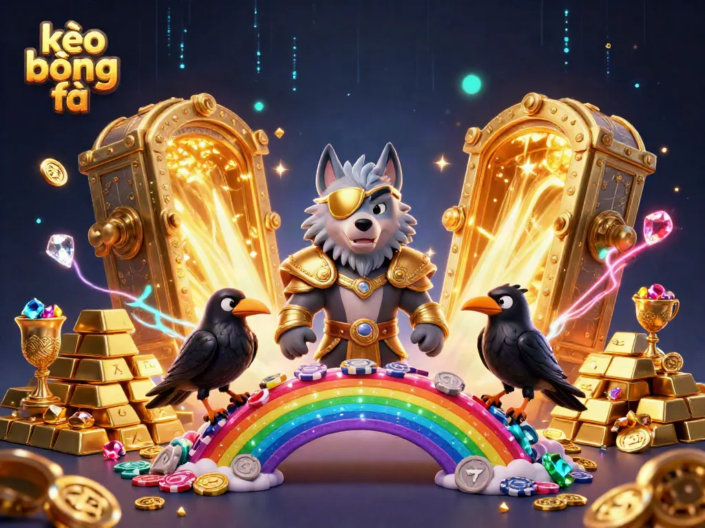 Bet on kèo bóng đá with vibrant characters on a magical casino bridge.