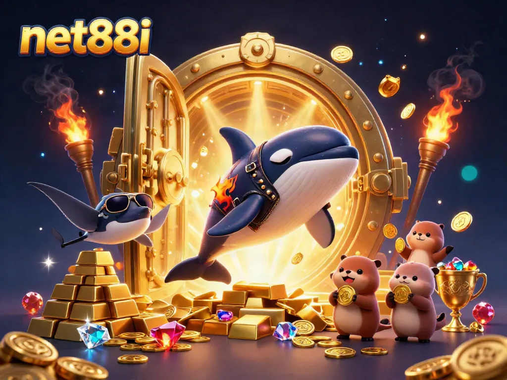 Experience thrilling gameplay with net88i’s vibrant 3D casino adventure featuring lively marine characters.
