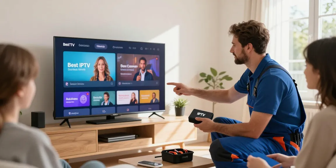 The Best IPTV from a trusted provider setting up for a local family, showcasing professional service.