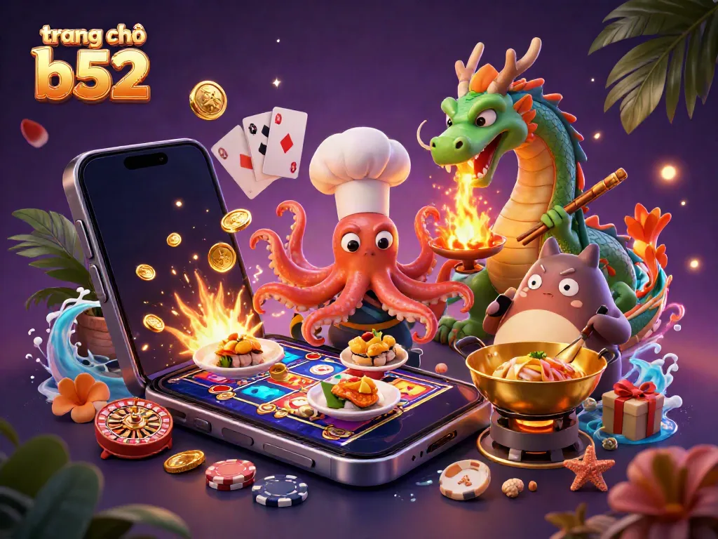 Experience winning strategies at trang chủ b52 with an exciting casino-themed illustration featuring unique characters and vibrant elements.
