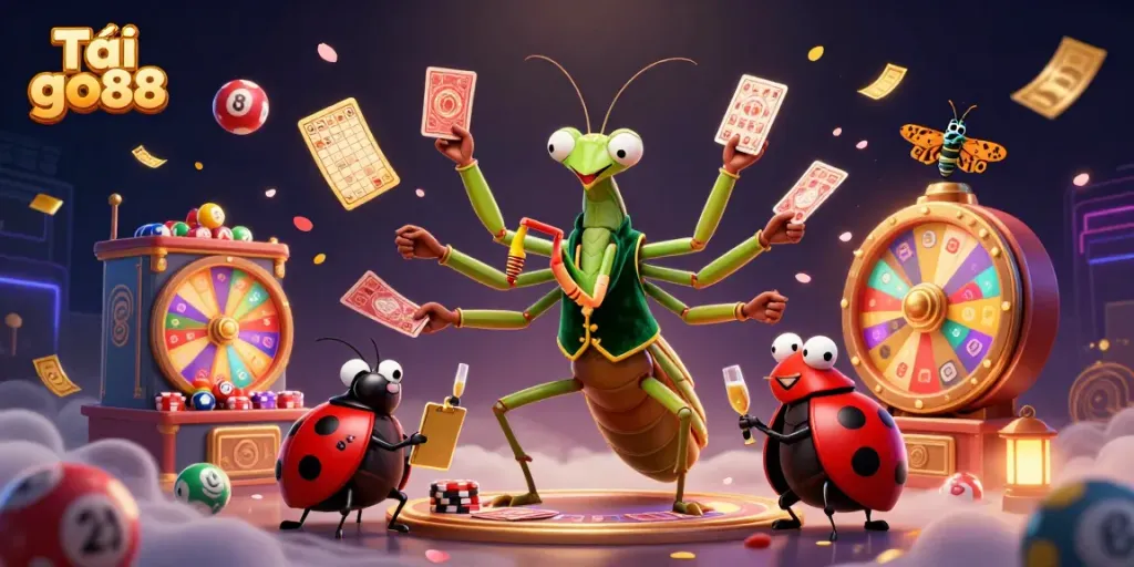 Join the excitement as players Tải go88 with vibrant games and colorful elements in this lively casino scene.