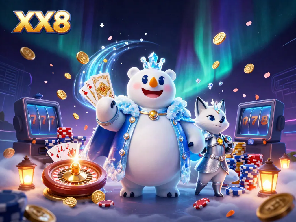 Experience the thrill of XX8 in this captivating casino-themed illustration featuring dynamic game elements.
