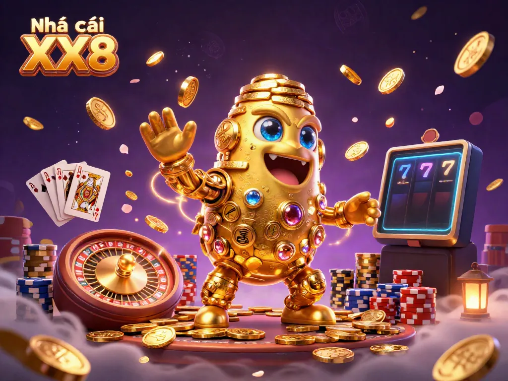 Experience the excitement of Nhà cái XX8 with vibrant games, golden golem, and casino elements.
