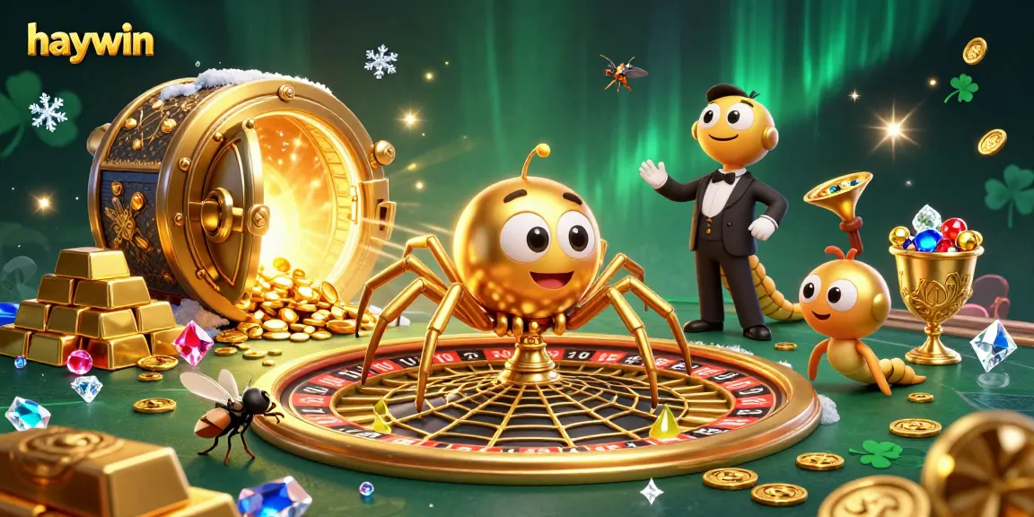 Bet smart at haywin while a golden spider spins a roulette wheel of fortune