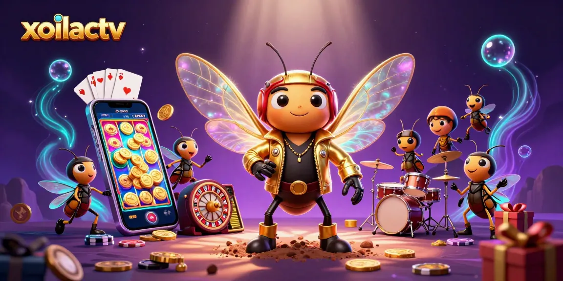 Catch the excitement with xoilactv's colorful slot games and lively characters in a vibrant scene.