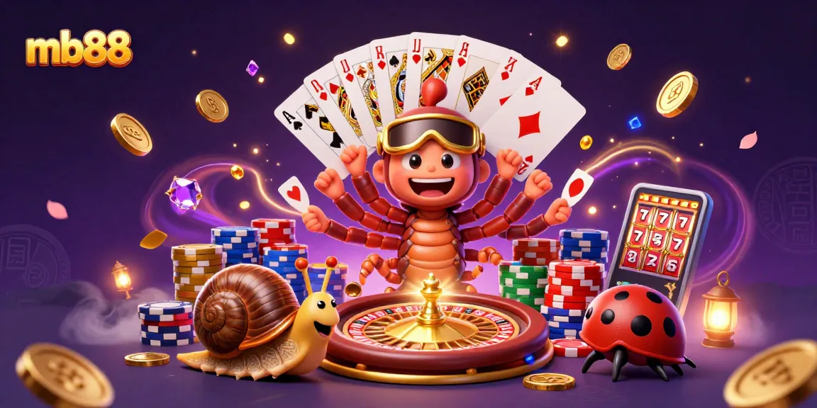 Experience the thrill of mb88 casino with a colorful casino scene featuring cartoon characters.