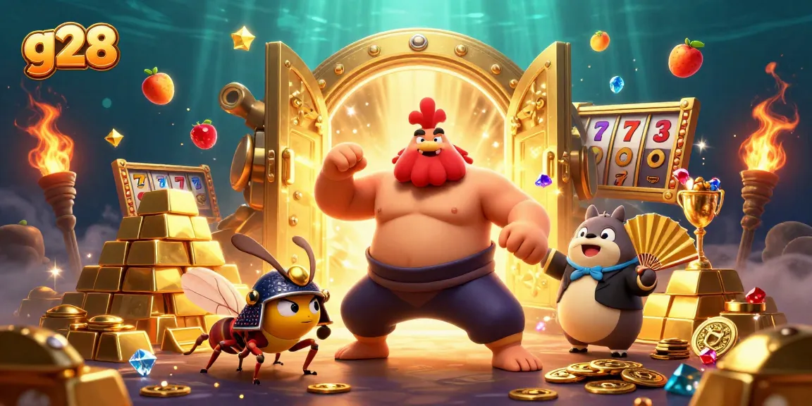Engage in thrilling gameplay with g28 as a sumo rooster accompanies treasures of the casino.