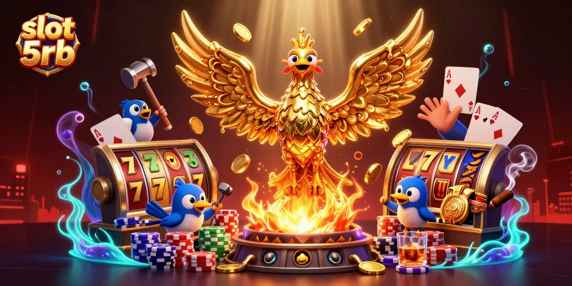 Engage with thrilling slot 5rb gameplay featuring a golden phoenix transforming coins amidst vibrant casino elements.