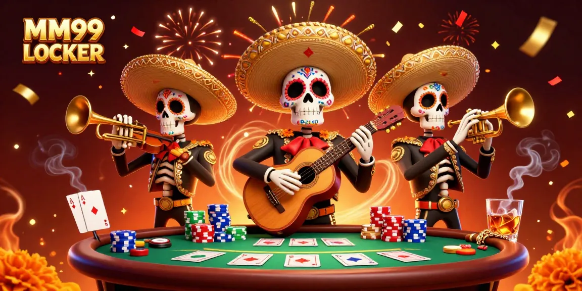 Join the vibrant celebration at MM99 LOCKER with a mariachi band amidst poker excitement.