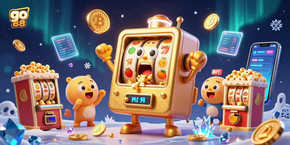 Spin the luck with go 88 as the slot machine hits the jackpot, surrounded by colorful coins and dynamic elements.