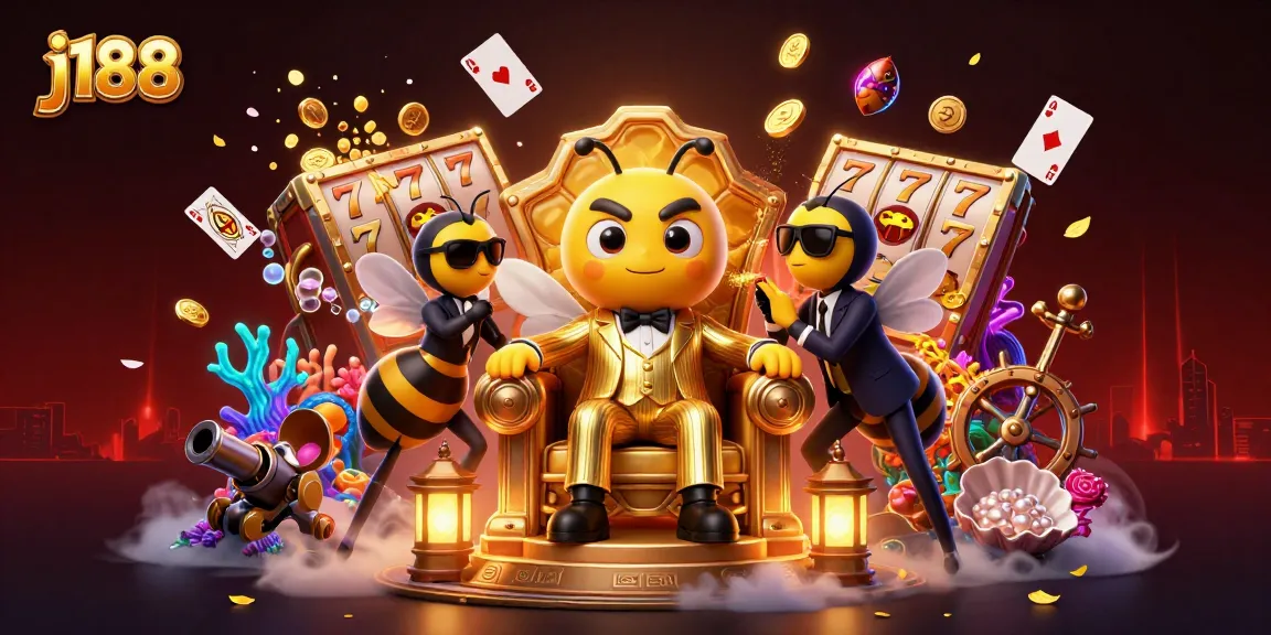 Experience thrilling gameplay at j188 with colorful slots and dynamic casino scenes in a vibrant illustration.