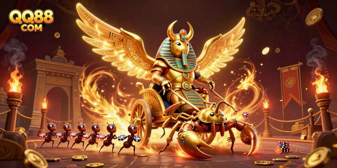 Experience thrilling gameplay at QQ88 COM with vibrant scenes of gaming excitement featuring unique desert motifs.