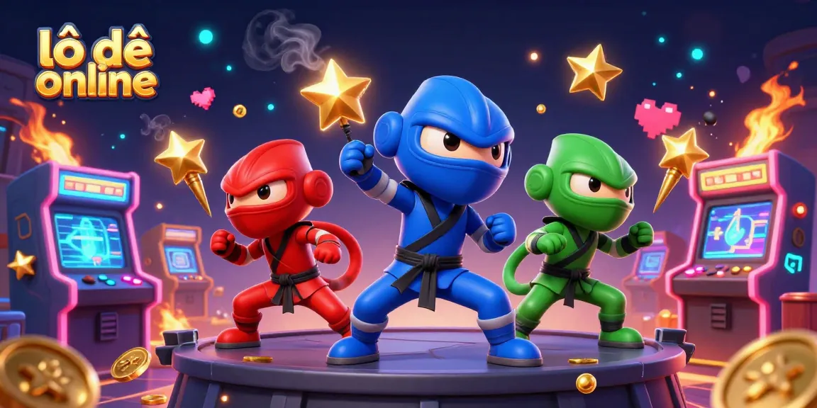 Engage with lô đề online through vibrant 3D ninja chameleons on a casino-themed rooftop.