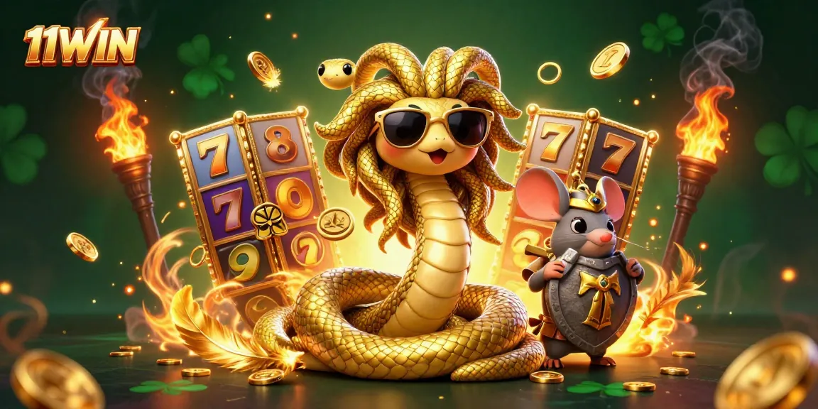 Experience thrilling slot action with 11WIN through a vibrant, dynamic 3D illustration.