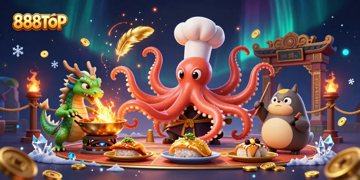 Experience thrilling gaming at 888TOP with unique characters and vibrant casino elements.