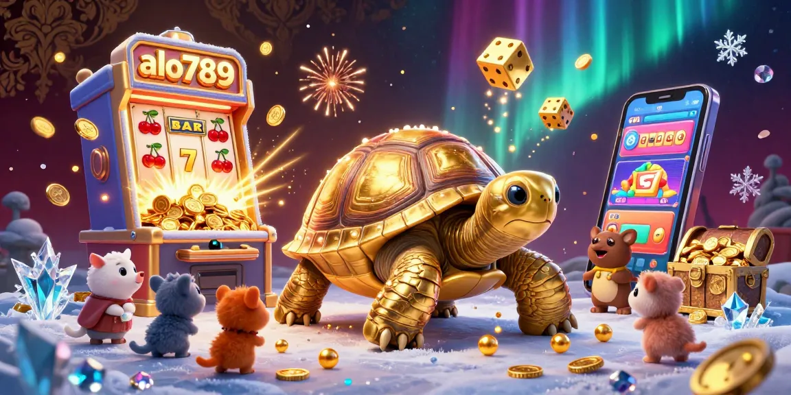 Watch the colossal tortoise at alo789 bring excitement with vibrant casino vibes, featuring jackpot bursts and game elements.