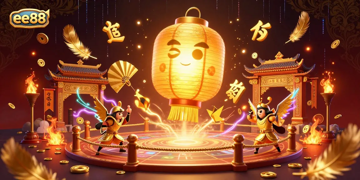 Experience the magic of ee88 with a vibrant 3D illustration of casino action and lucky symbols.
